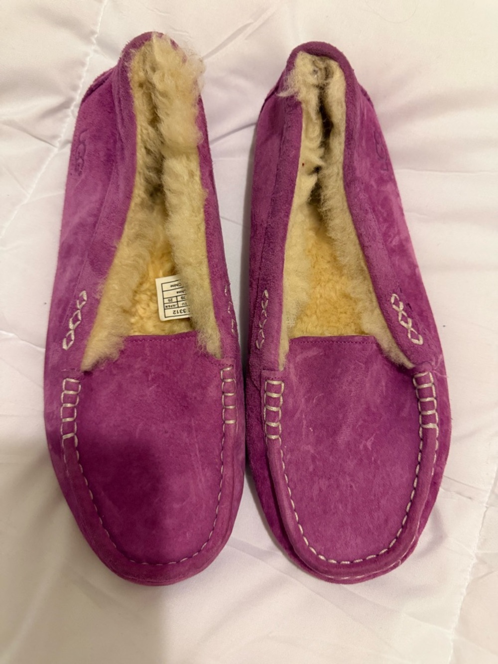 UGG Women's Purple Suede Shearling Moccasin Slippers